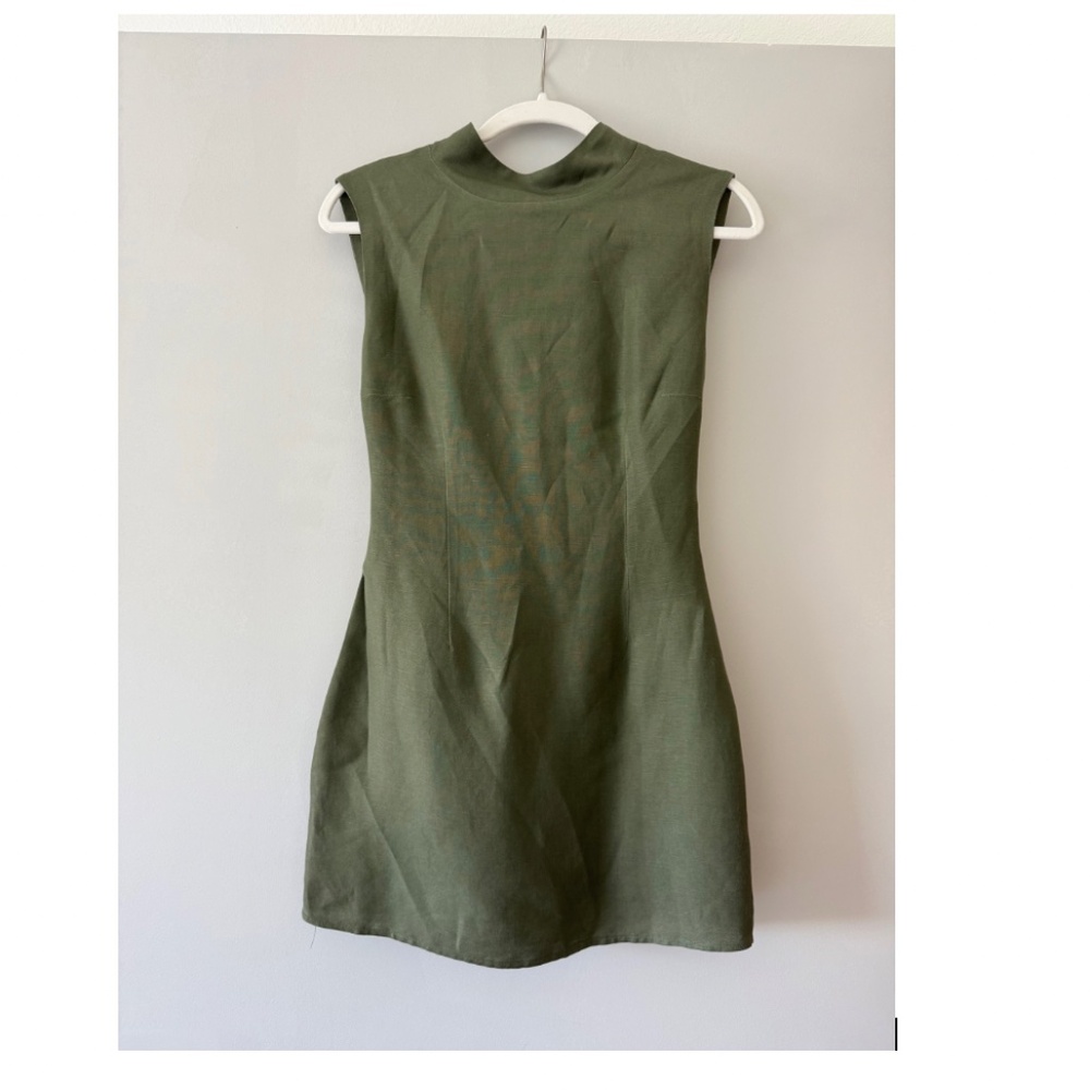 Lioness La Sagrada Linen Backless Mini Dress, Green